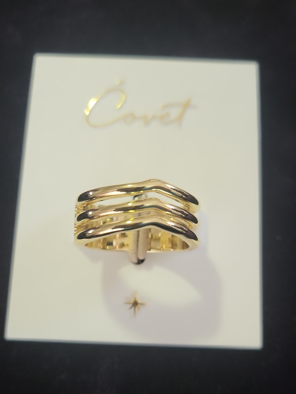 Cove Polished Gold Triple Chevron Ring